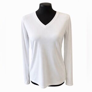 Columbia PFG White Long Sleeve V-Neck Performance Top Women’s Small Lightweight